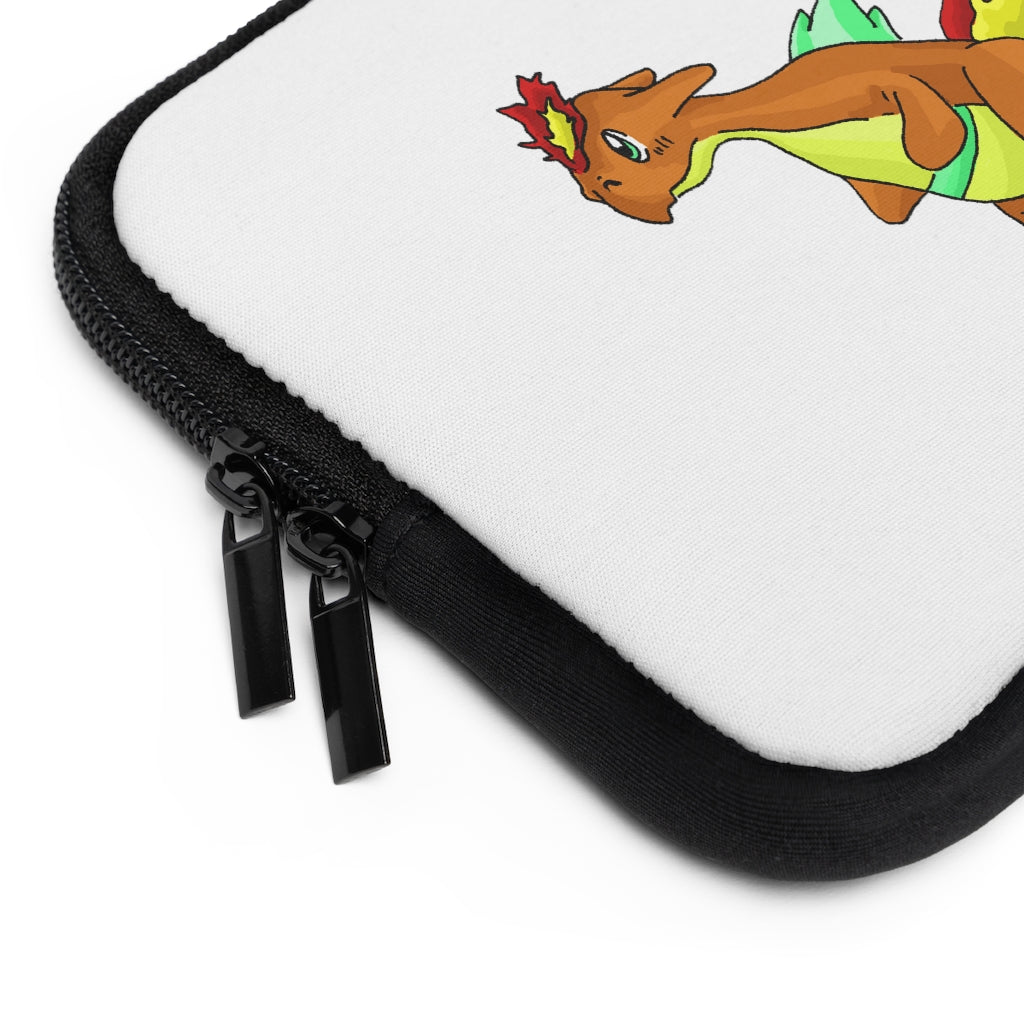 Chibiki Laptop Sleeve featuring a customizable front design and black polyester back, showcasing its water-resistant and durable construction.