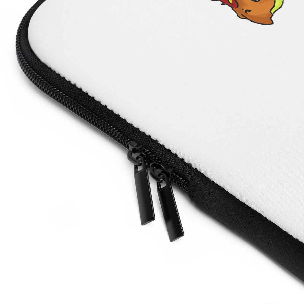 Chibiki Laptop Sleeve featuring a customizable front design and black polyester back, showcasing its water-resistant and durable construction.