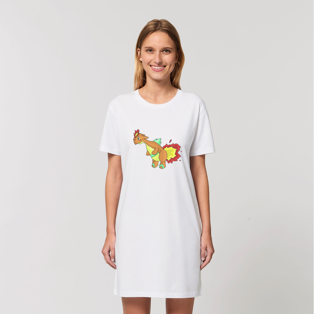 Chibiki Organic T-Shirt Dress in various colors, showcasing its soft fabric and stylish design.