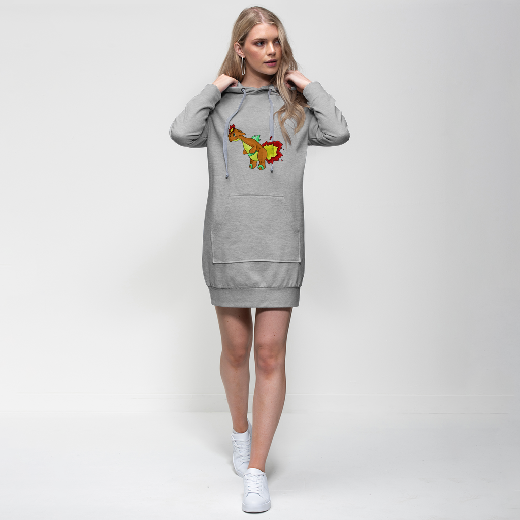 Chibiki Premium Adult Hoodie Dress featuring a relaxed fit, hood, and kangaroo pocket in a stylish design.