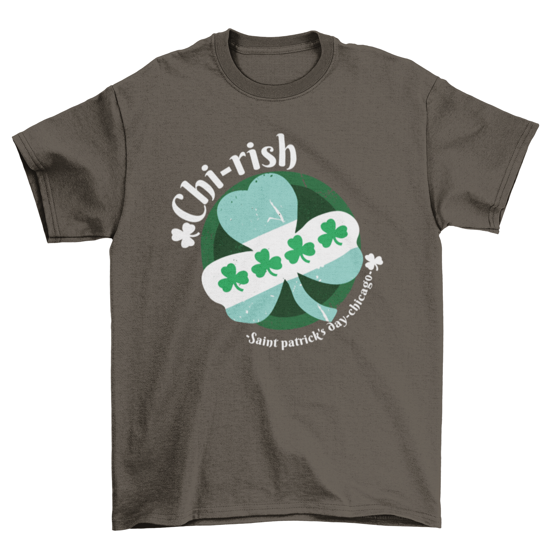 Chicago Irish T-Shirt featuring a shamrock design with Chicago flag elements, perfect for St. Patrick's Day.