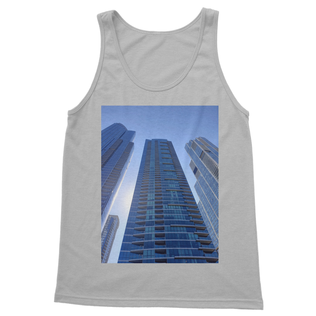 Chicago Skyline Classic Adult Vest Top in various colors, showcasing its stylish design and comfortable fit.