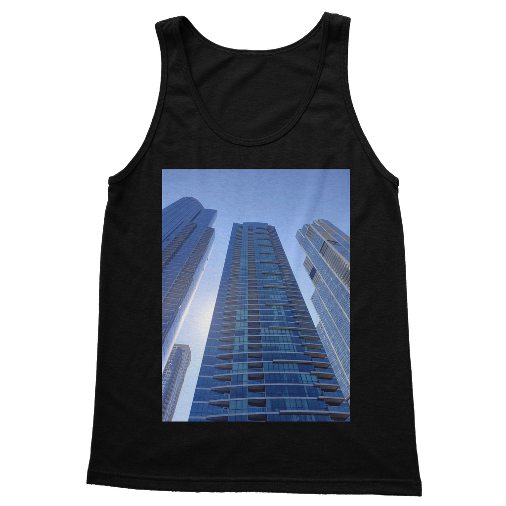 Chicago Skyline Classic Adult Vest Top in various colors, showcasing its stylish design and comfortable fit.