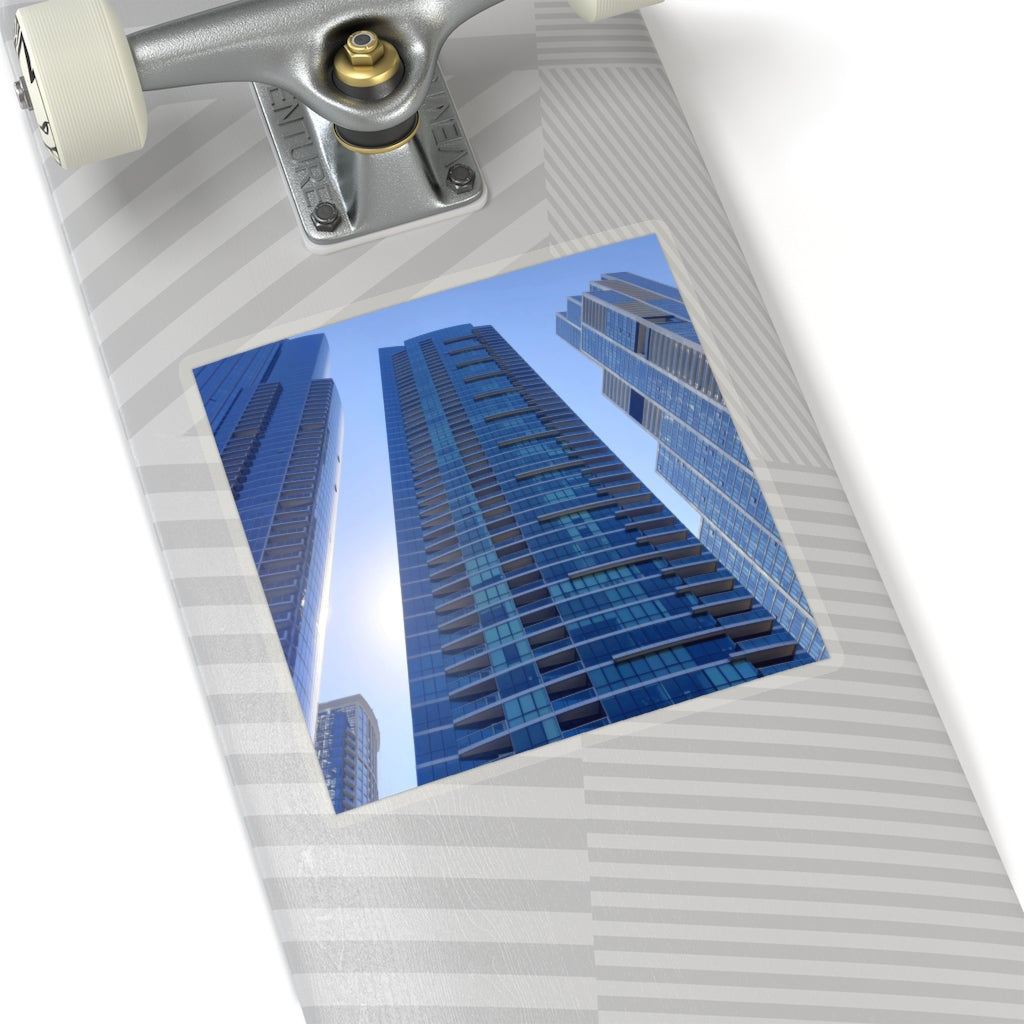 Chicago Skyline Kiss-Cut Stickers showcasing various designs and sizes, ideal for indoor decoration.