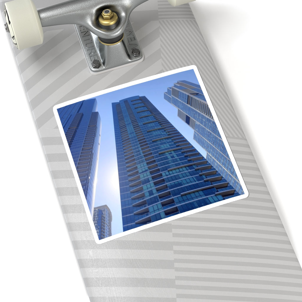 Chicago Skyline Kiss-Cut Stickers showcasing various designs and sizes, ideal for indoor decoration.