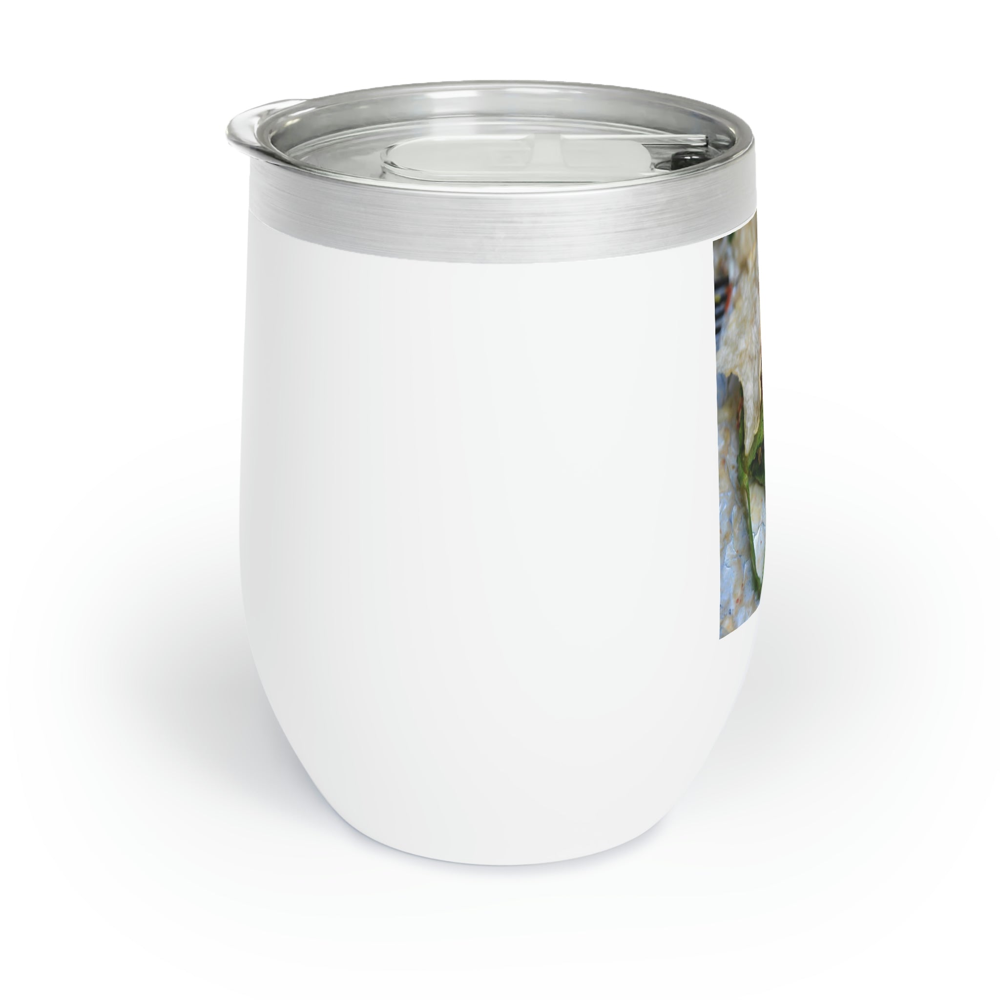 A stylish Chicken Burrito Chill Wine Tumbler made of stainless steel, featuring a double-insulated design for temperature retention and customizable options.