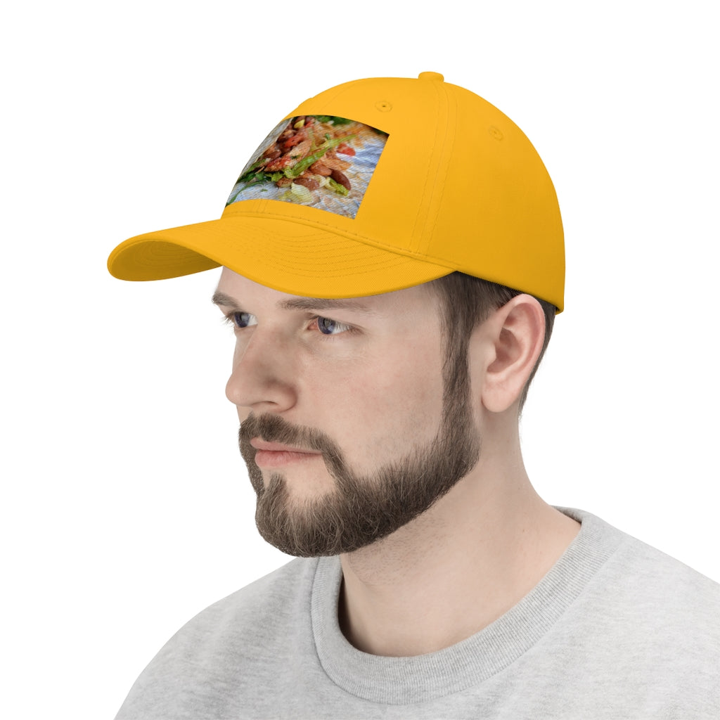 Chicken Burrito Unisex Twill Hat featuring a classic 6-panel design, adjustable Velcro closure, and made from 100% cotton twill for comfort and durability.