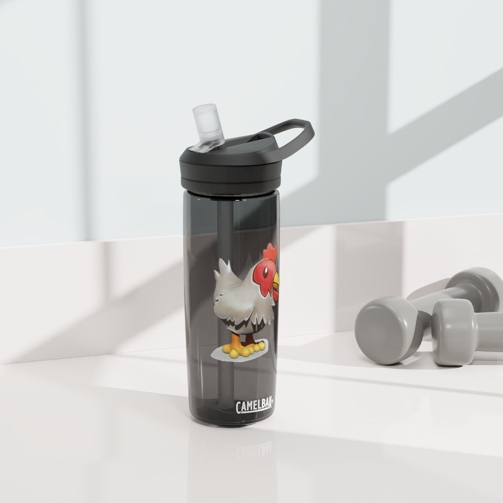 Chicken CamelBak Eddy® Water Bottle in vibrant colors, showcasing its ergonomic design and spill-proof biting valve.