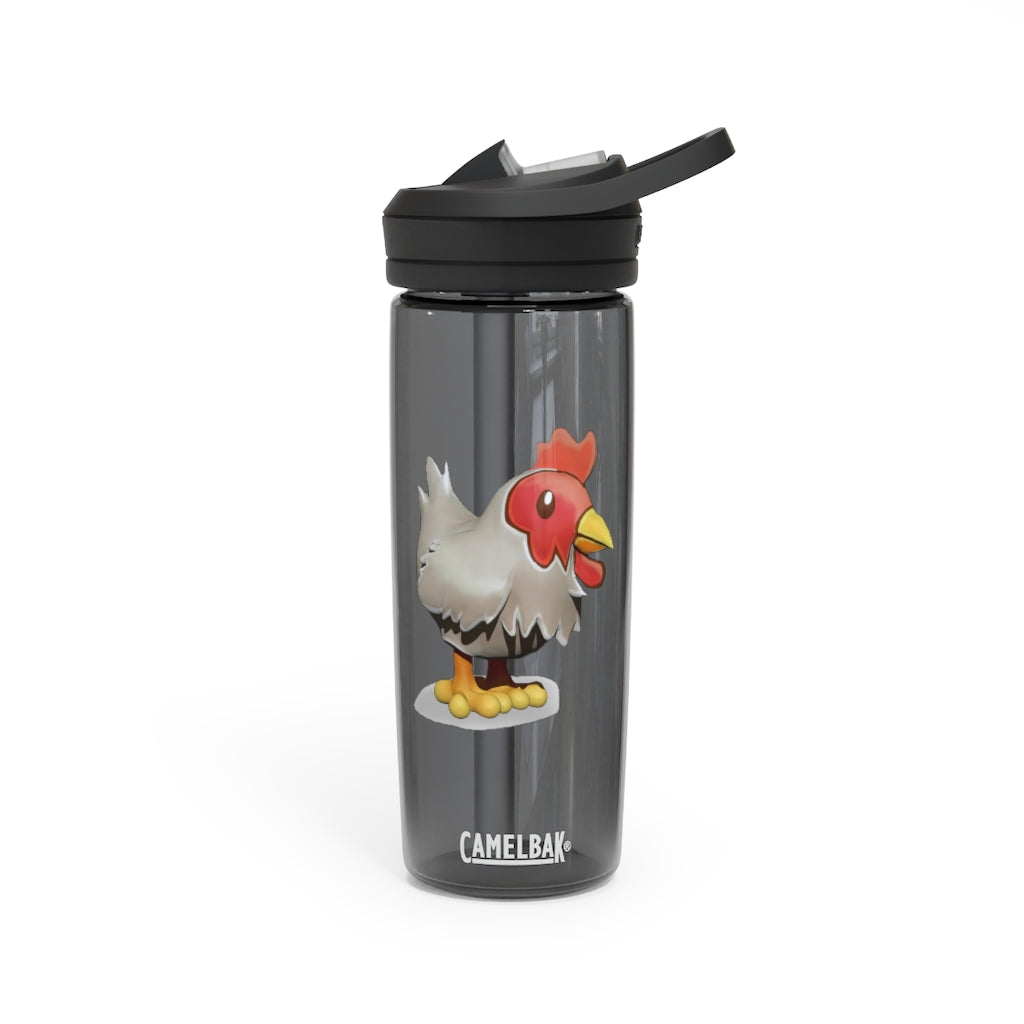 Chicken CamelBak Eddy® Water Bottle in vibrant colors, showcasing its ergonomic design and spill-proof biting valve.