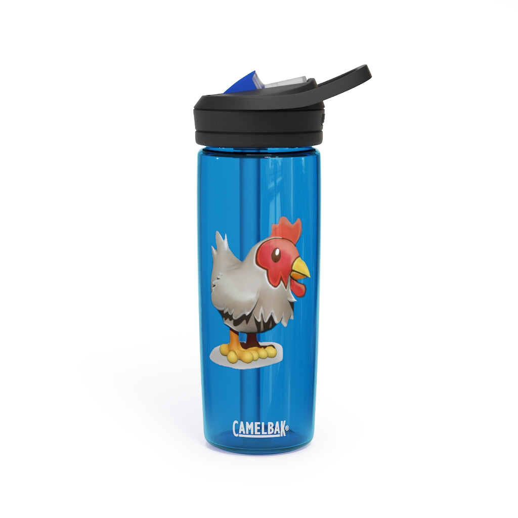 Chicken CamelBak Eddy® Water Bottle in vibrant colors, showcasing its ergonomic design and spill-proof biting valve.