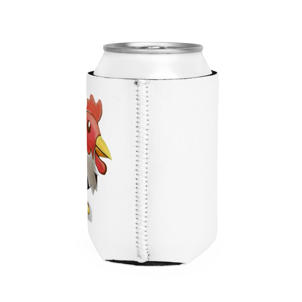 A Chicken Can Cooler Sleeve made of durable neoprene, designed to fit standard 12 oz cans, featuring a customizable design.