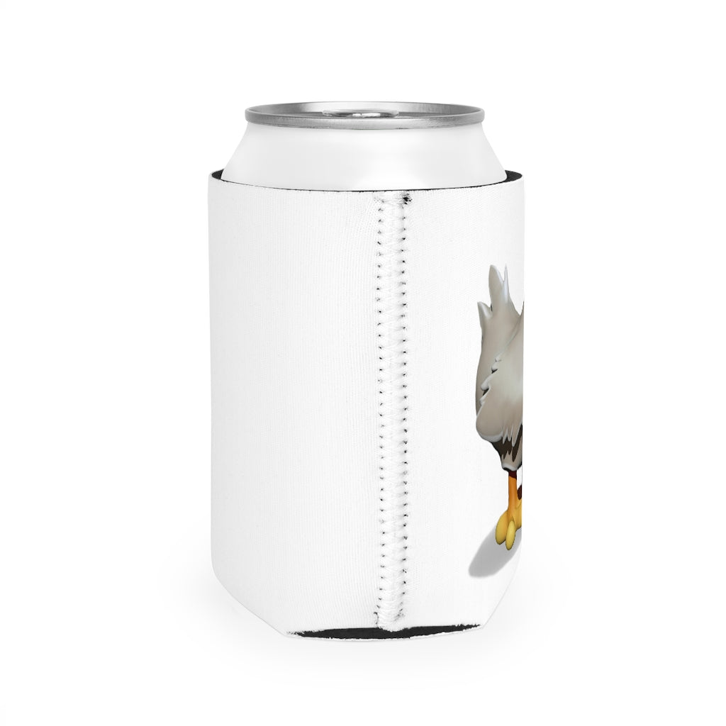 A Chicken Can Cooler Sleeve made of durable neoprene, designed to fit standard 12 oz cans, featuring a customizable design.