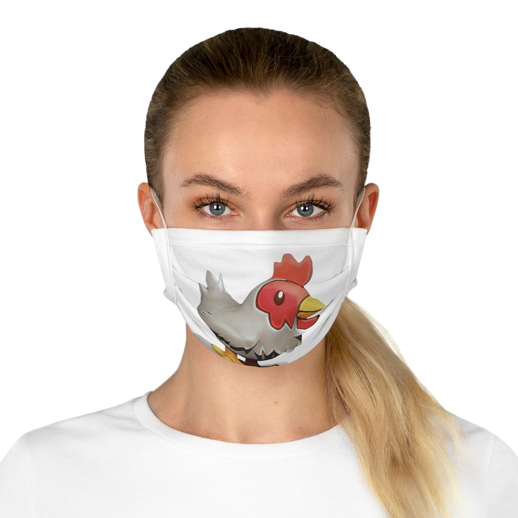 A stylish Chicken Cotton Face Mask featuring a vibrant chicken motif, made from 100% cotton with adjustable earloops and nose wire.