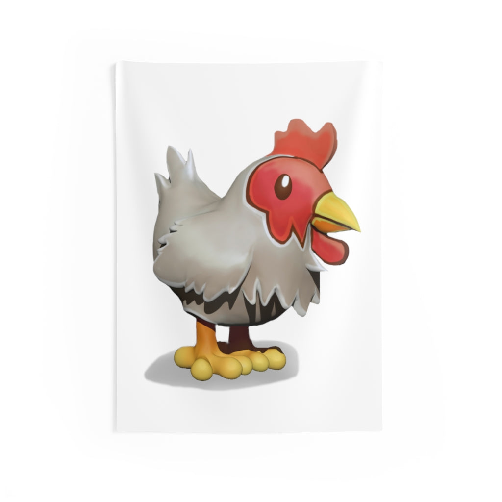 A vibrant Chicken Indoor Wall Tapestry showcasing detailed artwork on durable polyester fabric, perfect for home decor.