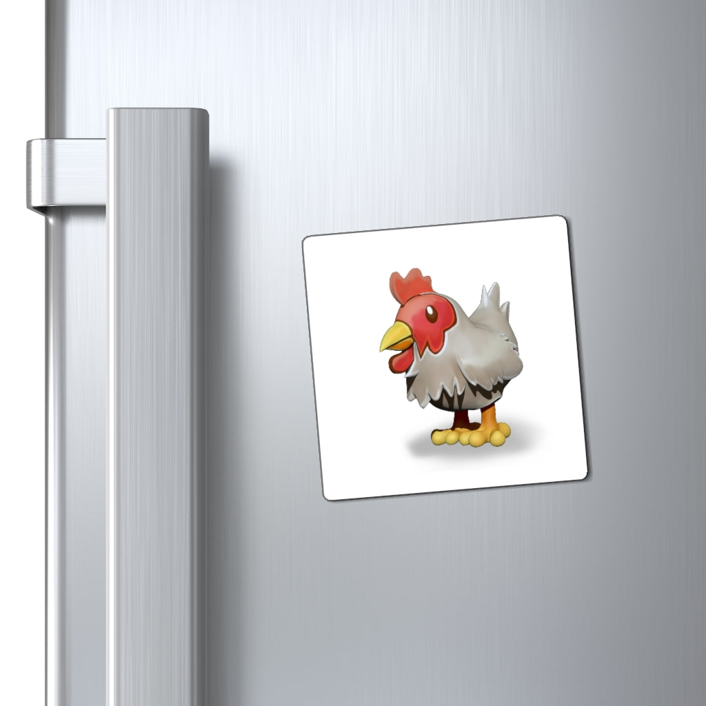 Colorful Chicken Magnets showcasing various designs on a metallic surface, ideal for promoting messages.