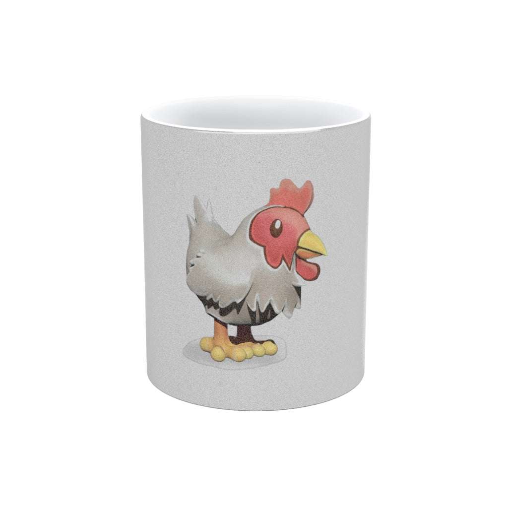 A stylish Chicken Metallic Mug in Silver and Gold finishes, showcasing personalized designs on both sides.