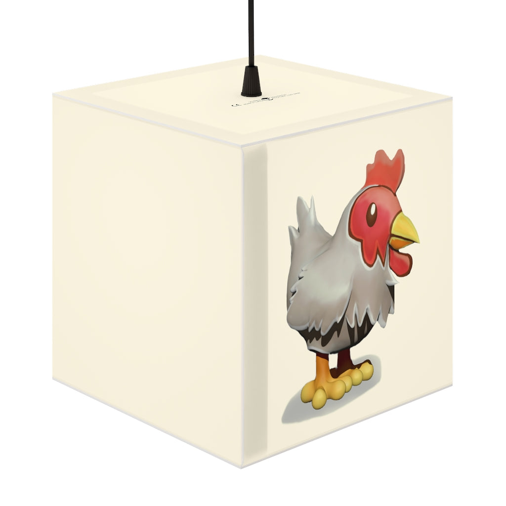 A stylish Chicken Personalized Lamp in a cube shape, showcasing its unique design and soft glow, perfect for indoor decoration.