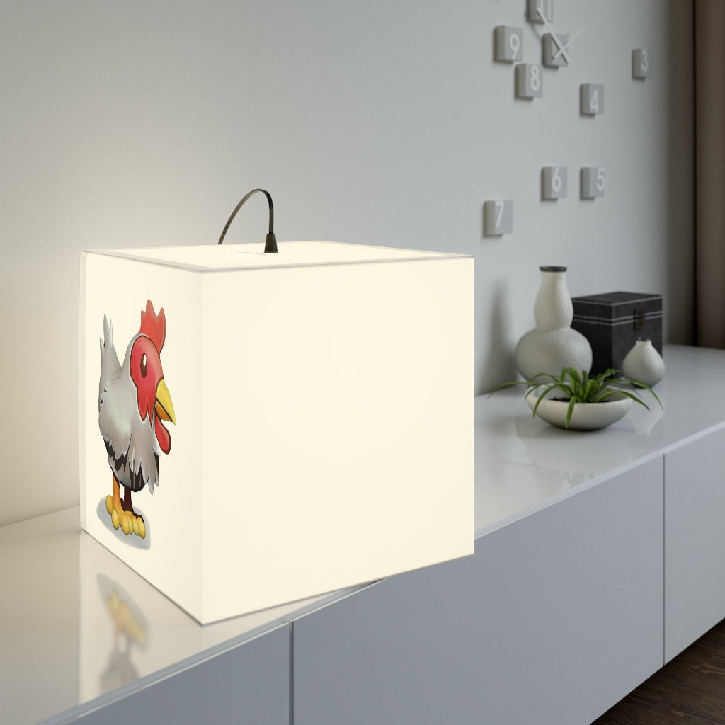 A stylish Chicken Personalized Lamp in a cube shape, showcasing its unique design and soft glow, perfect for indoor decoration.