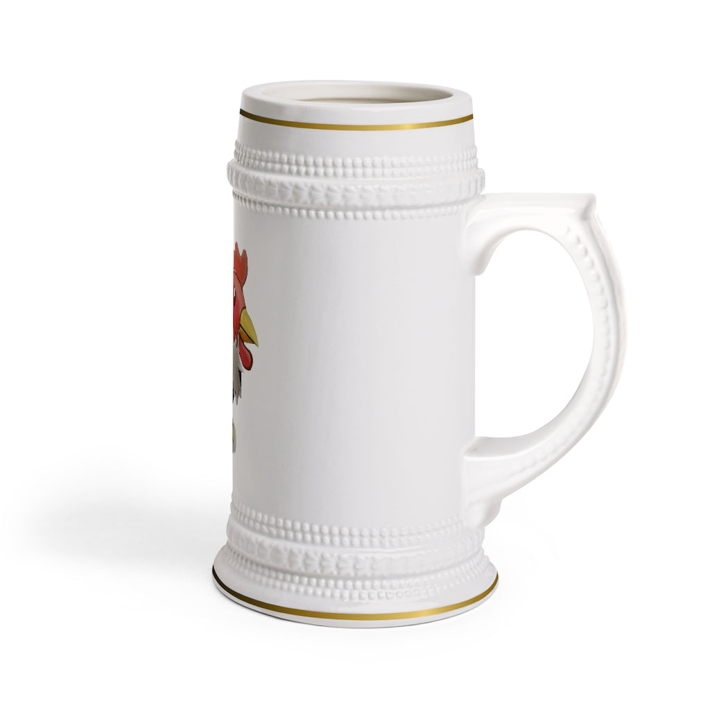 A stylish Chicken Stein Mug made of durable white ceramic with ribbed outlines, perfect for custom designs.