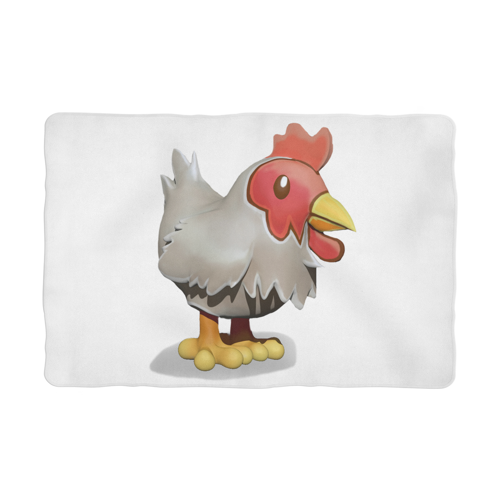 Chicken Sublimation Pet Blanket made of 100% polyester polar fleece, featuring a charming chicken print and a white back.