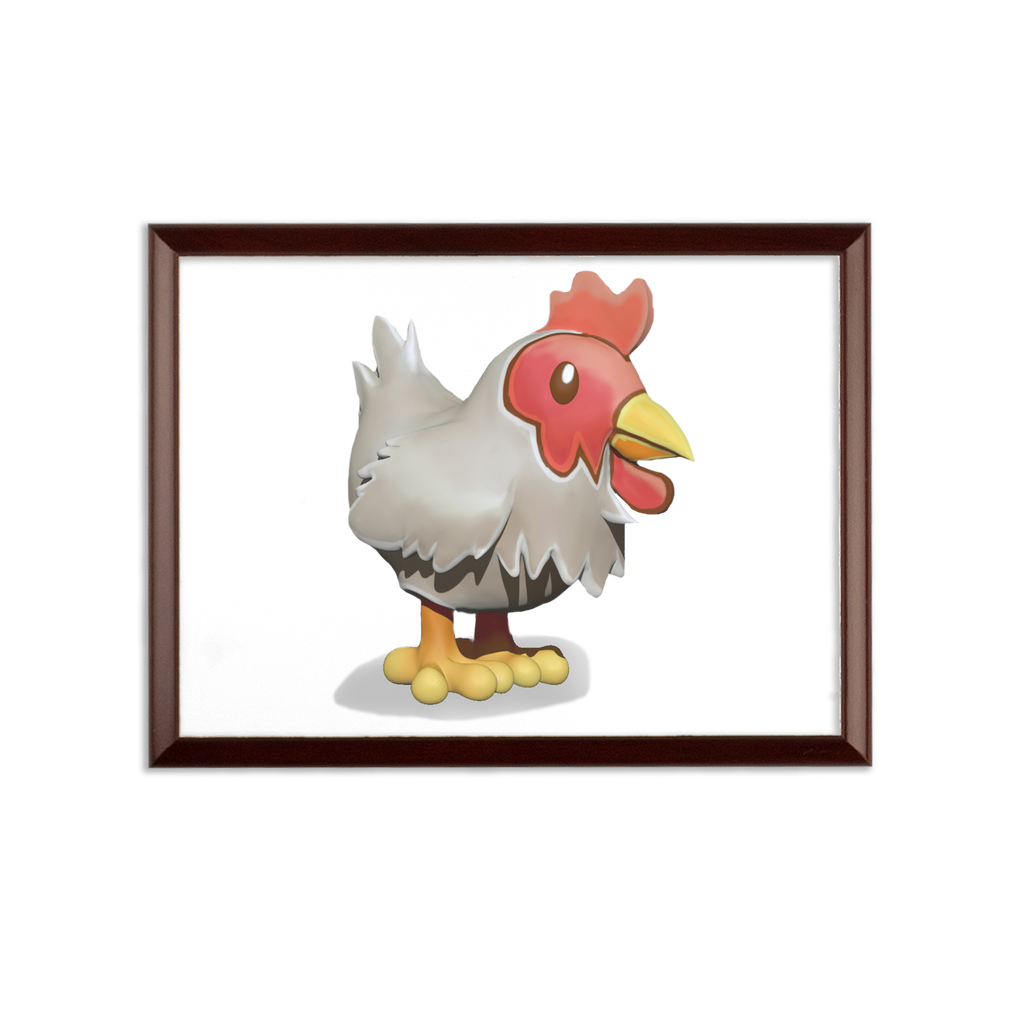 Chicken Sublimation Wall Plaque with a brown wooden frame and white printable surface, showcasing its elegant ogee shaped edge.