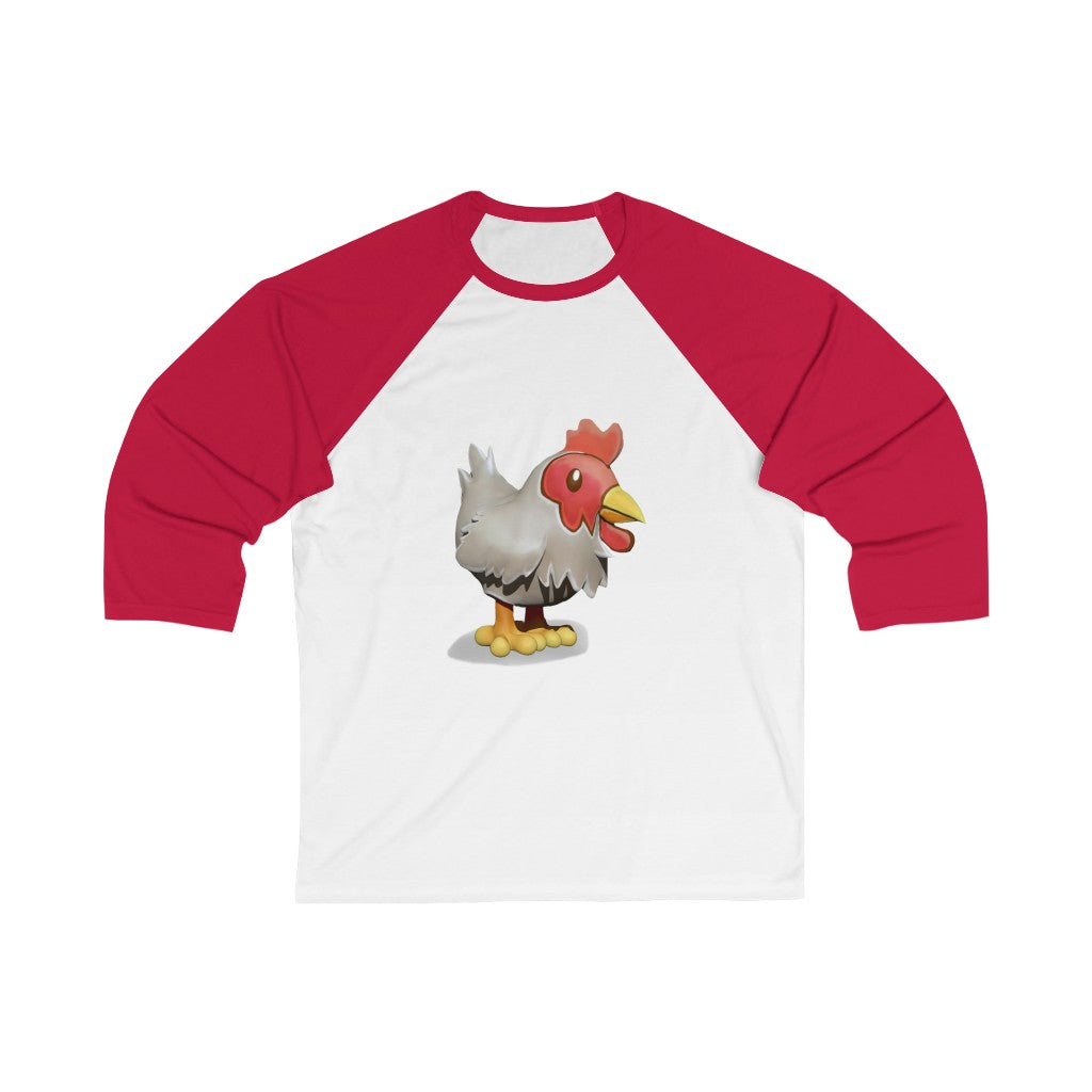 Chicken Unisex 3/4 Sleeve Baseball Tee showcasing its stylish design and comfortable fit.