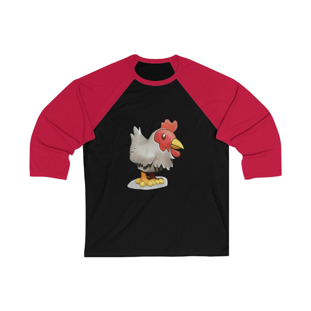 Chicken Unisex 3/4 Sleeve Baseball Tee showcasing its stylish design and comfortable fit.