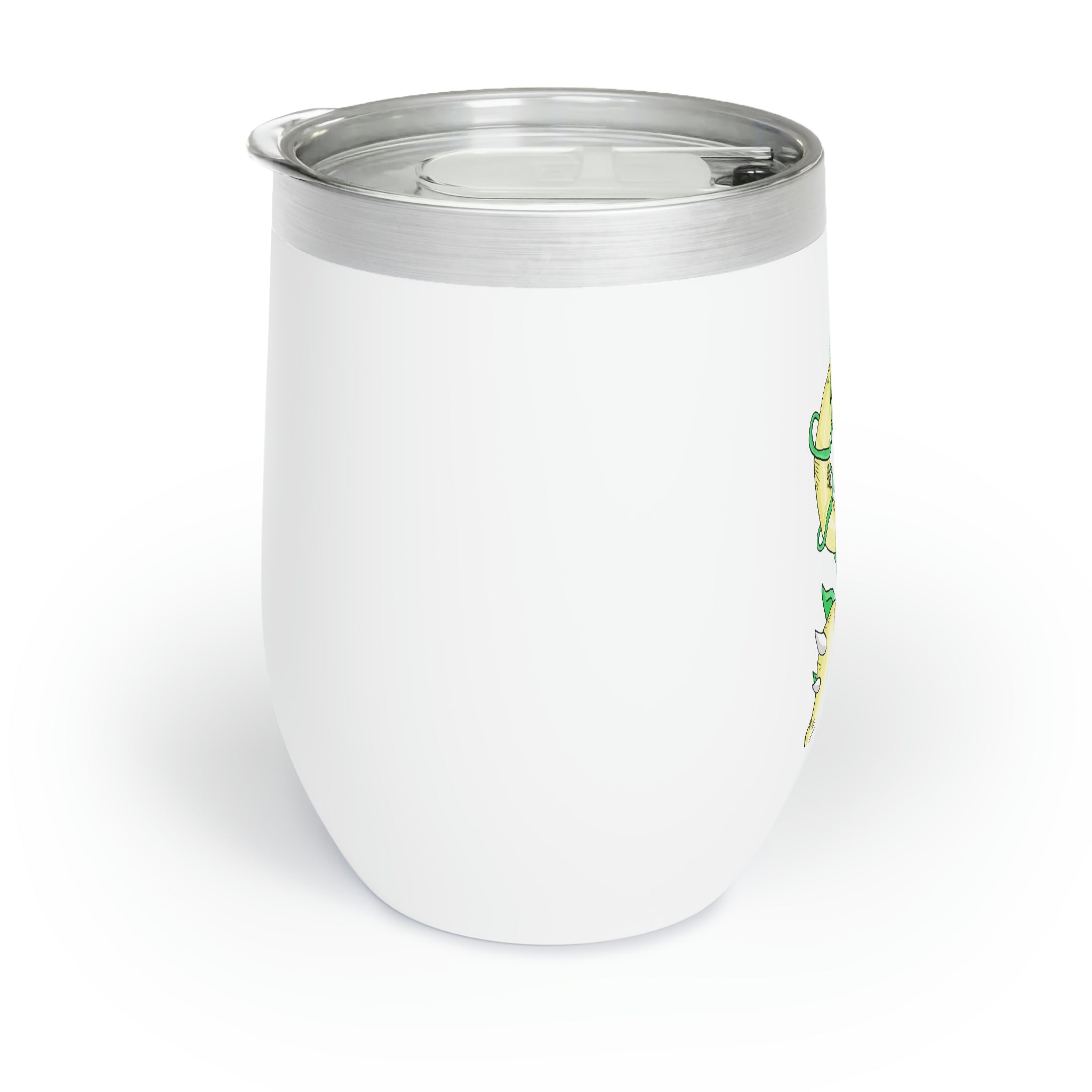 Chickgoton Chill Wine Tumbler in stainless steel with a customizable design, showcasing its double-insulated walls and stemless shape.