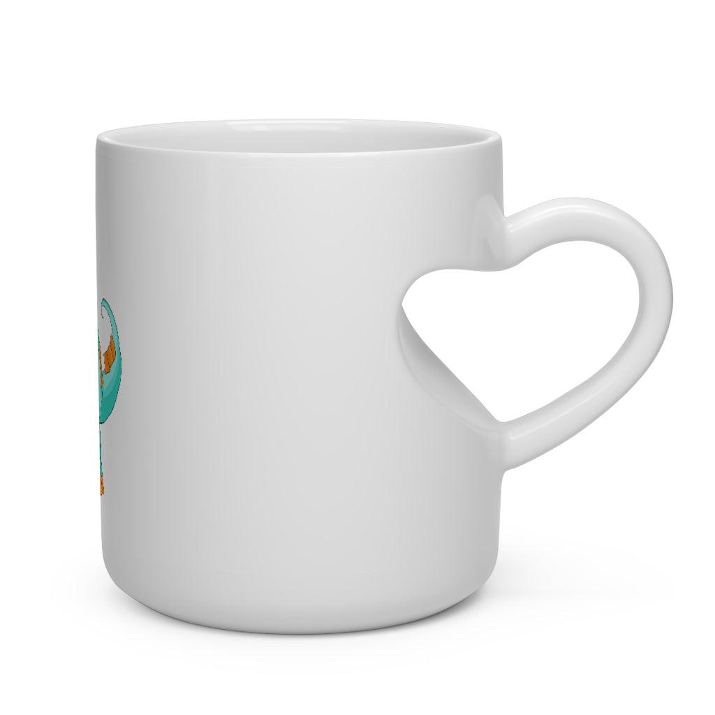 Chickgoton Heart Shape Mug in white ceramic with a heart-shaped handle, perfect for hot beverages.