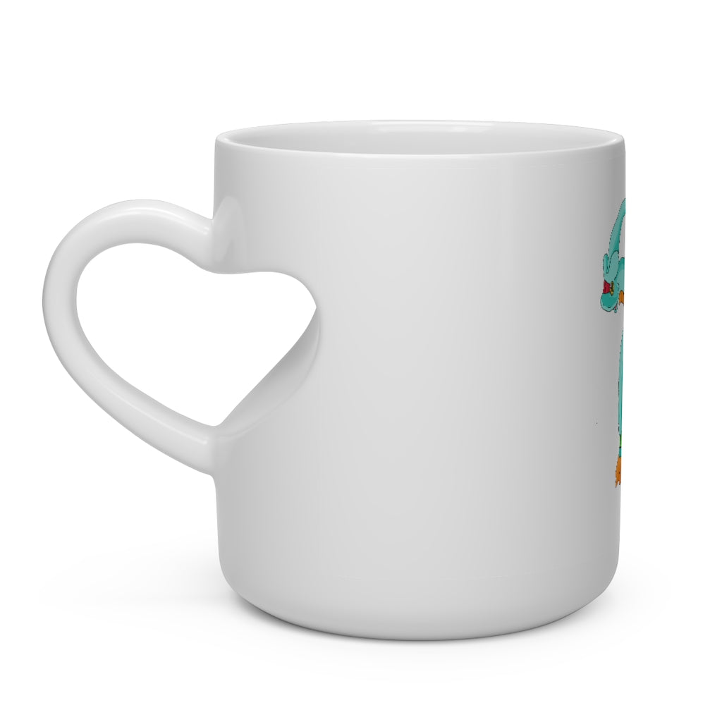 Chickgoton Heart Shape Mug in white ceramic with a heart-shaped handle, perfect for hot beverages.