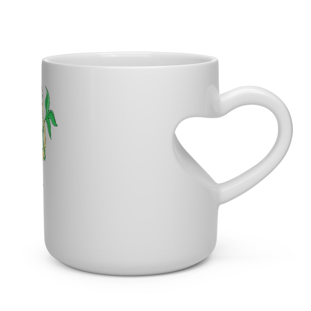 Chickgoton Heart Shape Mug featuring a white ceramic design with a heart-shaped handle, perfect for hot beverages.