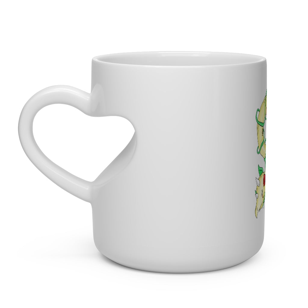 Chickgoton Heart Shape Mug featuring a white ceramic design with a heart-shaped handle, perfect for hot beverages.