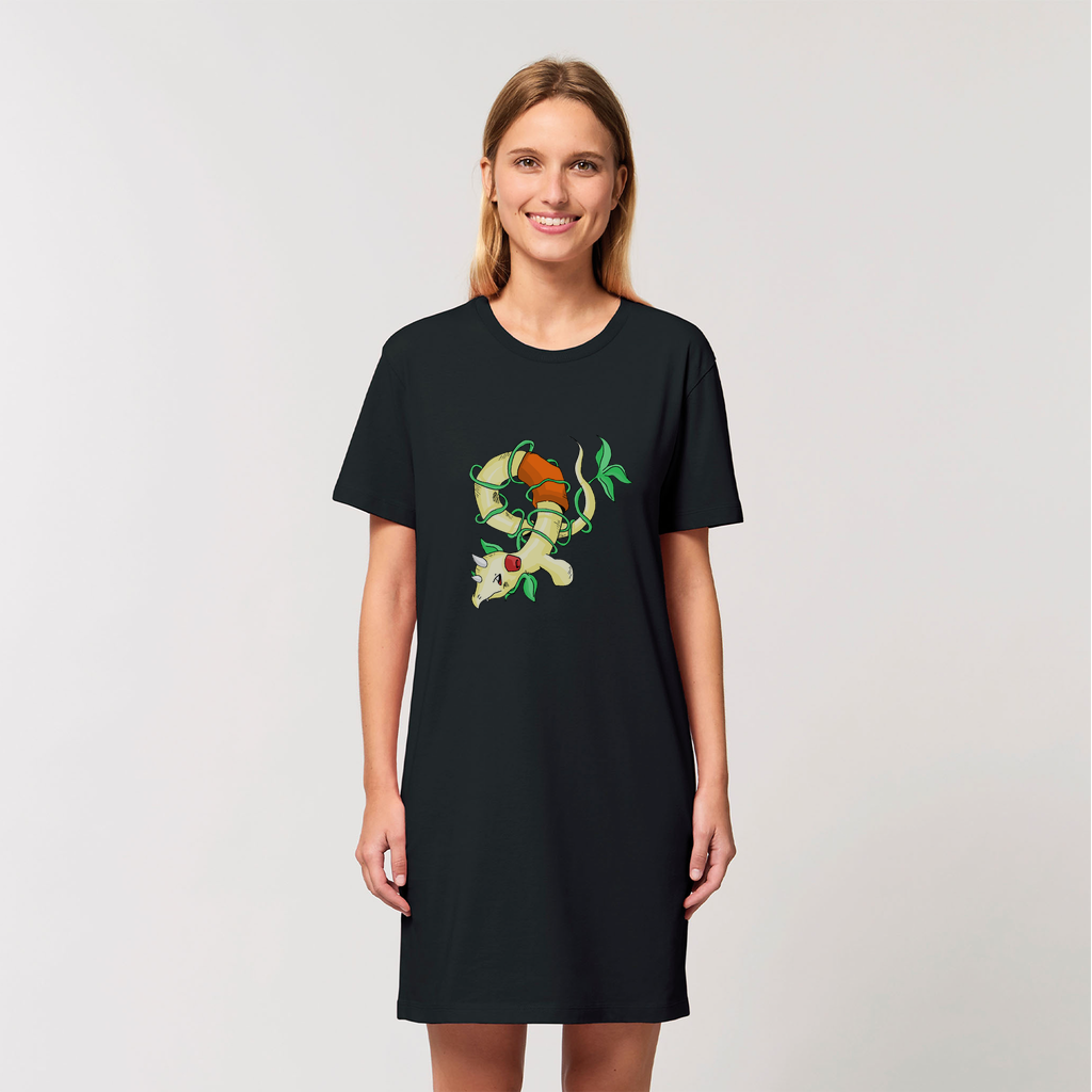 Chickgoton Organic T-Shirt Dress made from 100% organic cotton, showcasing its soft texture and stylish design.