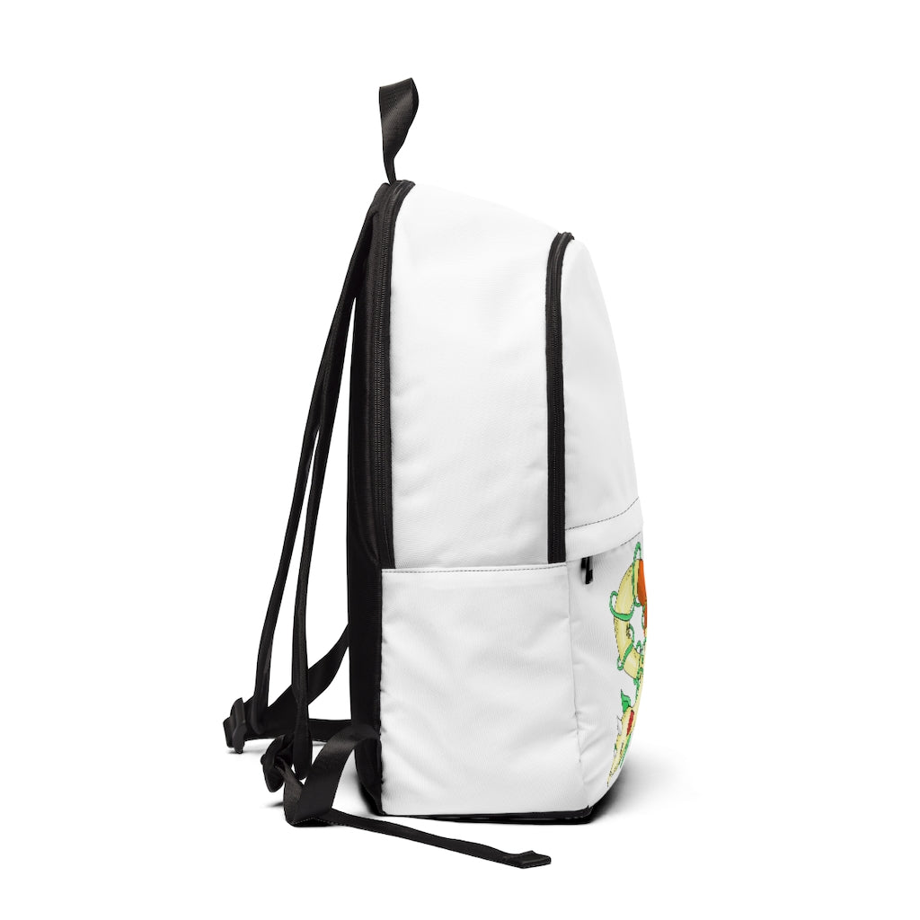 Chickgoton Unisex Fabric Backpack in a stylish design, featuring adjustable straps and a padded back panel, perfect for school and travel.