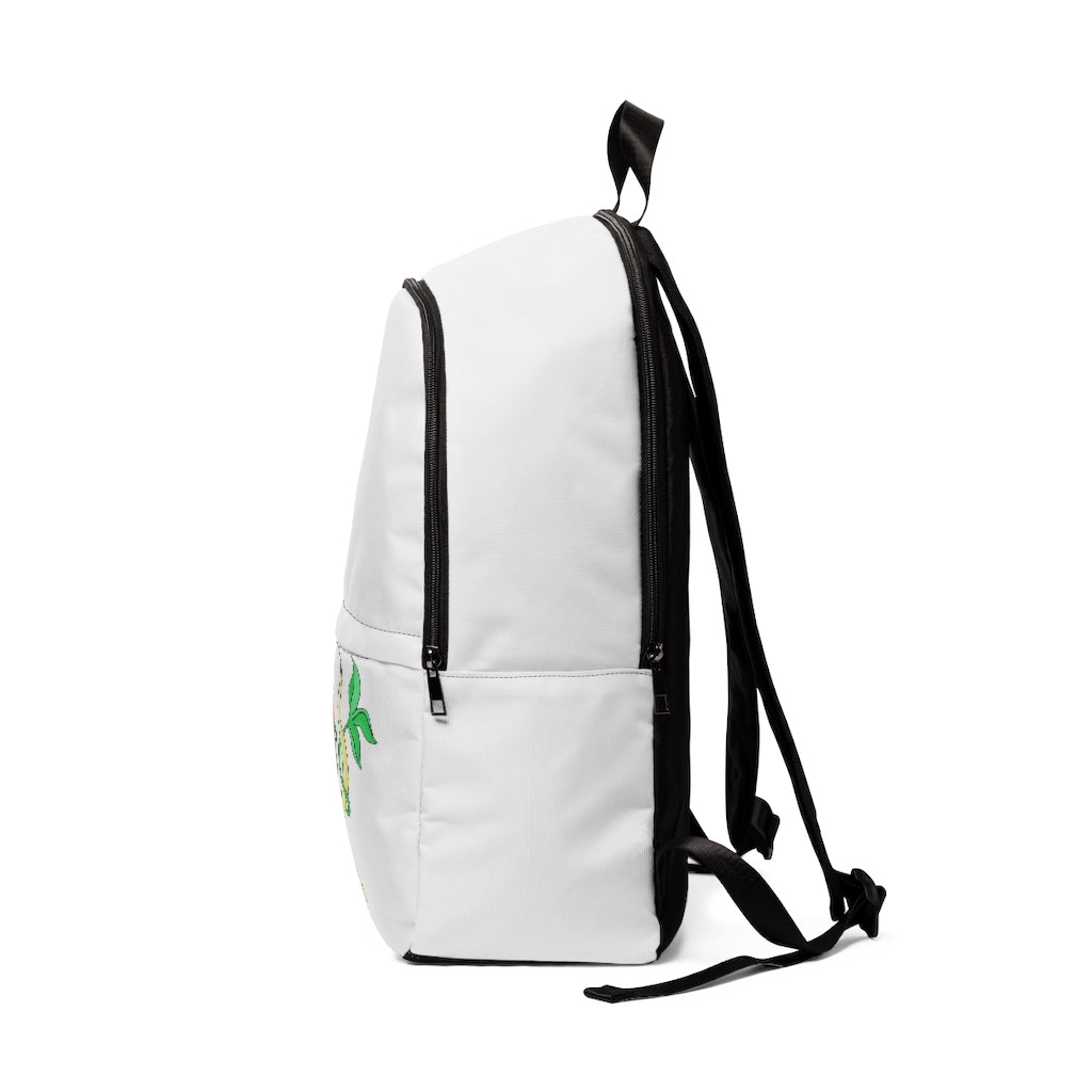 Chickgoton Unisex Fabric Backpack in a stylish design, featuring adjustable straps and a padded back panel, perfect for school and travel.