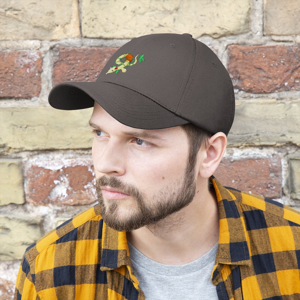 Chickgoton Unisex Twill Hat in solid color, showcasing its 6-panel design and adjustable Velcro closure.