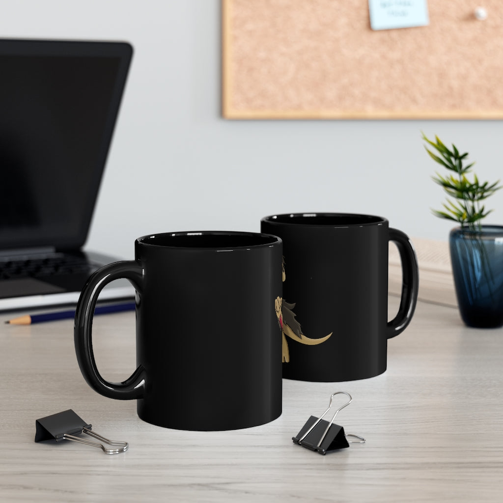 Chihuadud Black mug 11oz with a sleek design, featuring a C-handle and rounded corners, perfect for coffee or tea.