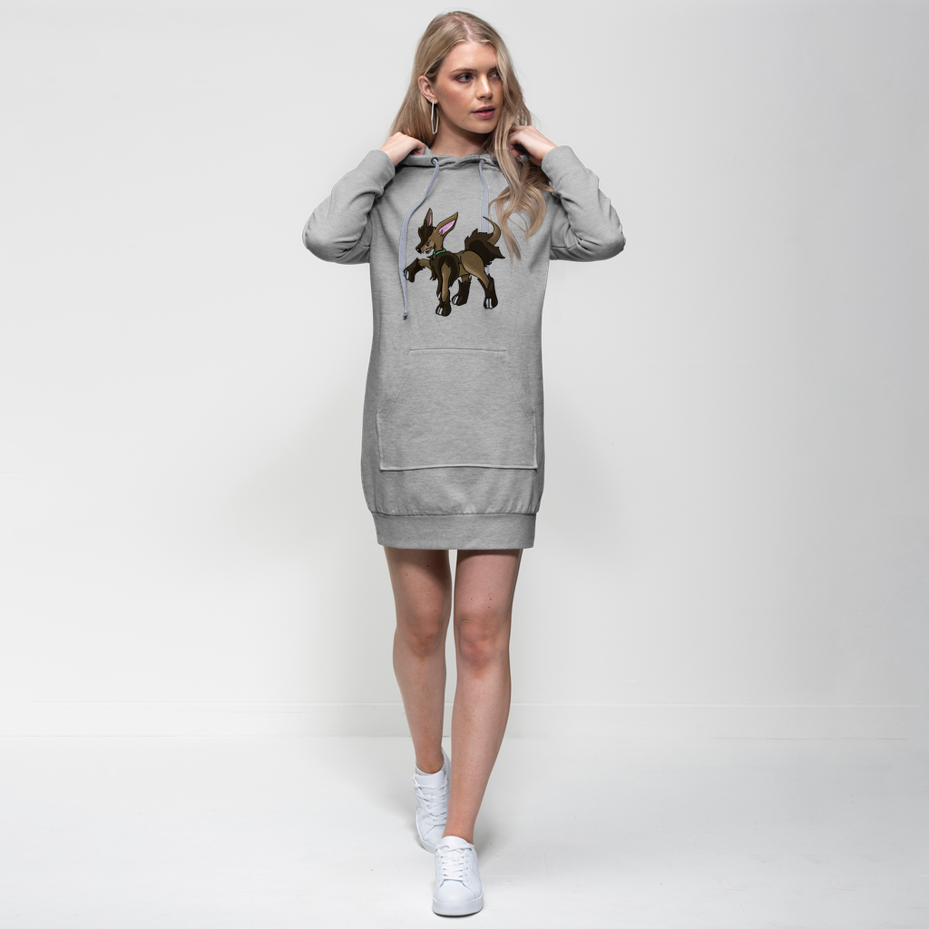 Chihuahun Premium Adult Hoodie Dress featuring a relaxed fit, hood, and kangaroo pocket in a stylish design.