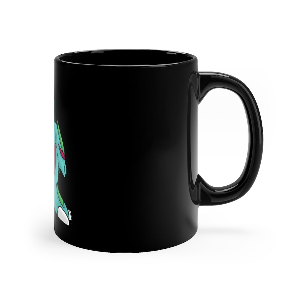 Chiki Black mug 11oz showcasing a sleek black ceramic design with rounded corners and a comfortable C-handle.