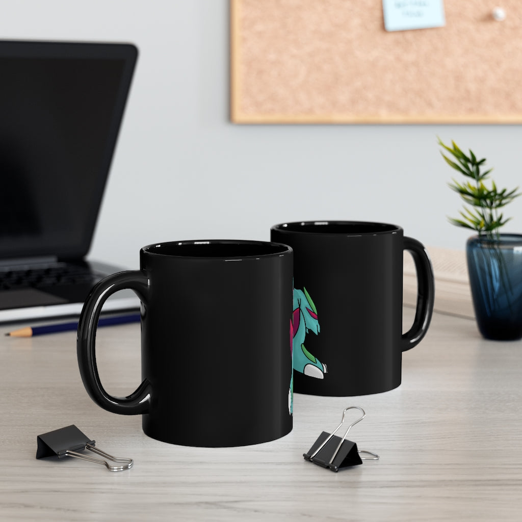 Chiki Black mug 11oz showcasing a sleek black ceramic design with rounded corners and a comfortable C-handle.