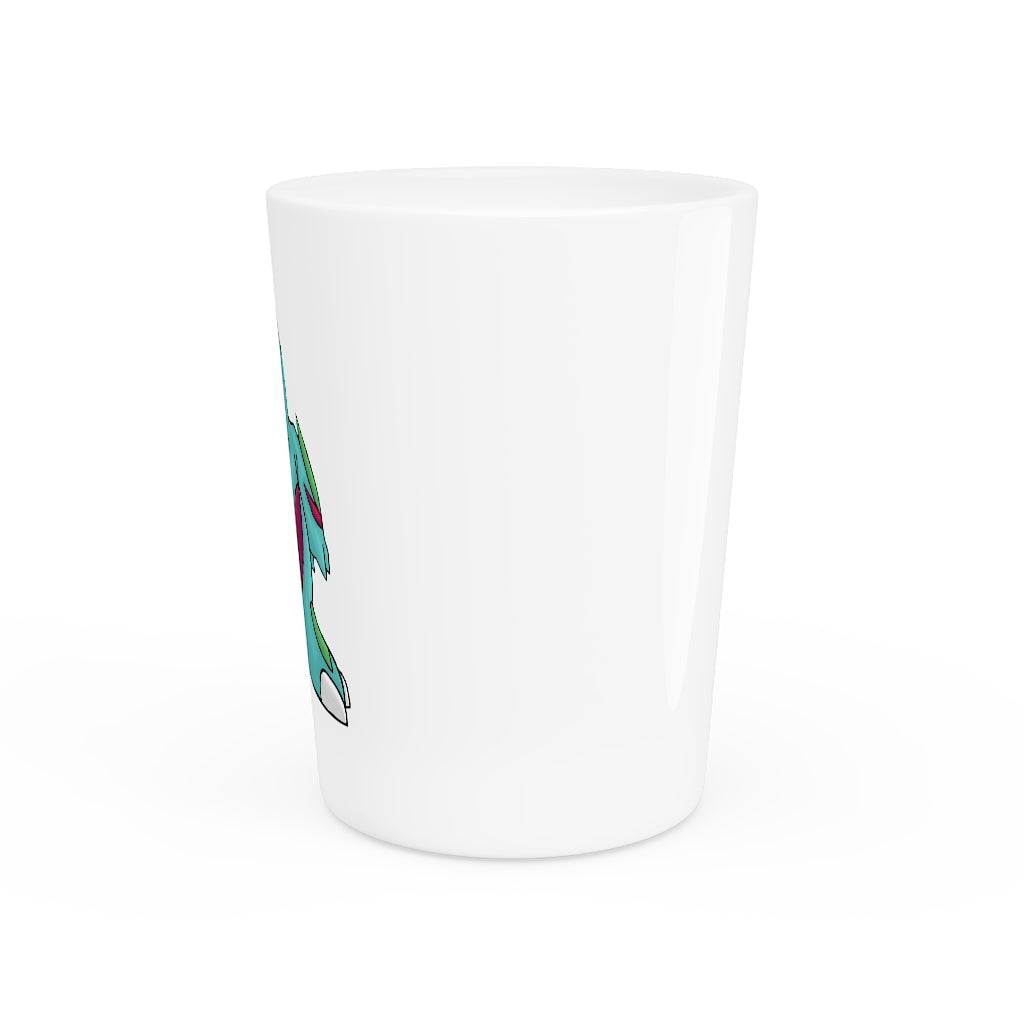 Chiki Shot Glass with customizable design, available in white or black interior, perfect for events and gifting.