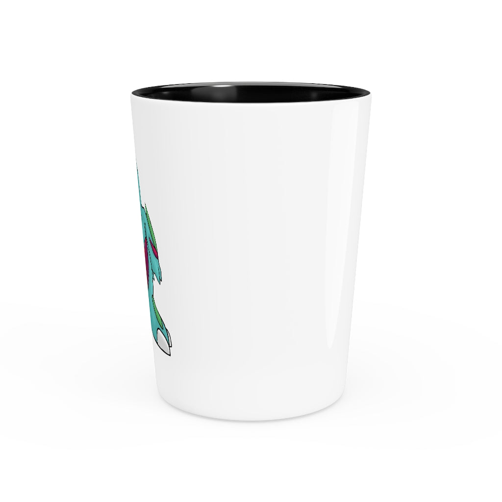 Chiki Shot Glass with customizable design, available in white or black interior, perfect for events and gifting.