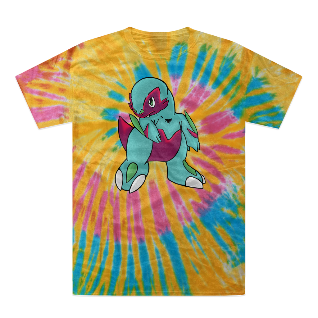 Chiki Tie-Dye T-Shirt showcasing vibrant colors and unique patterns, made from 100% heavyweight cotton with double-needle stitching.