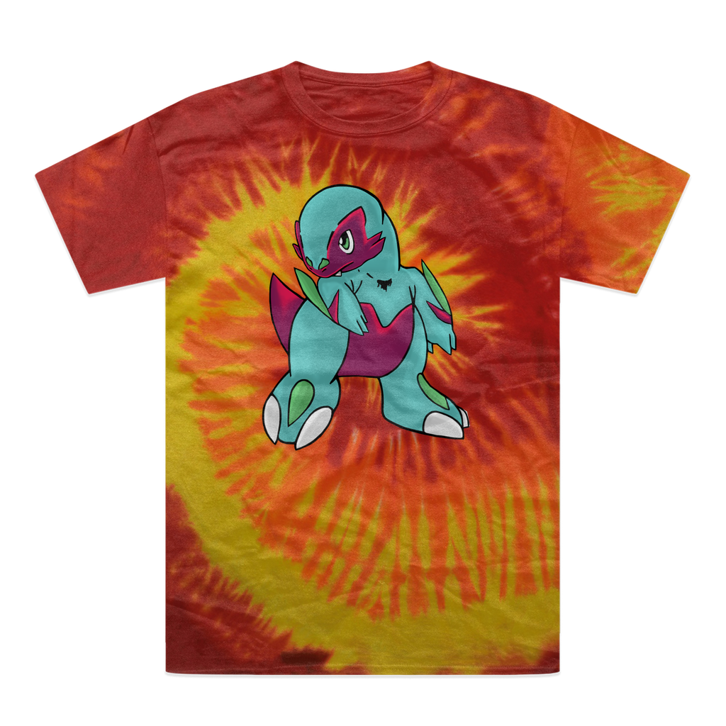 Chiki Tie-Dye T-Shirt showcasing vibrant colors and unique patterns, made from 100% heavyweight cotton with double-needle stitching.