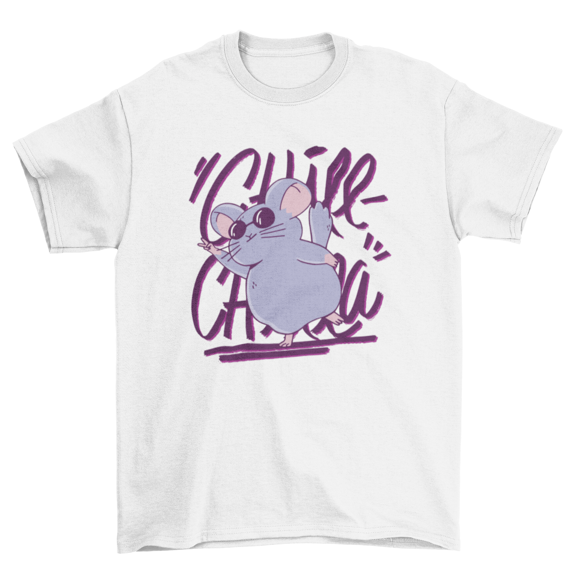 Chill-chilla t-shirt featuring a chinchilla in sunglasses with the quote 'Chill-chilla'.