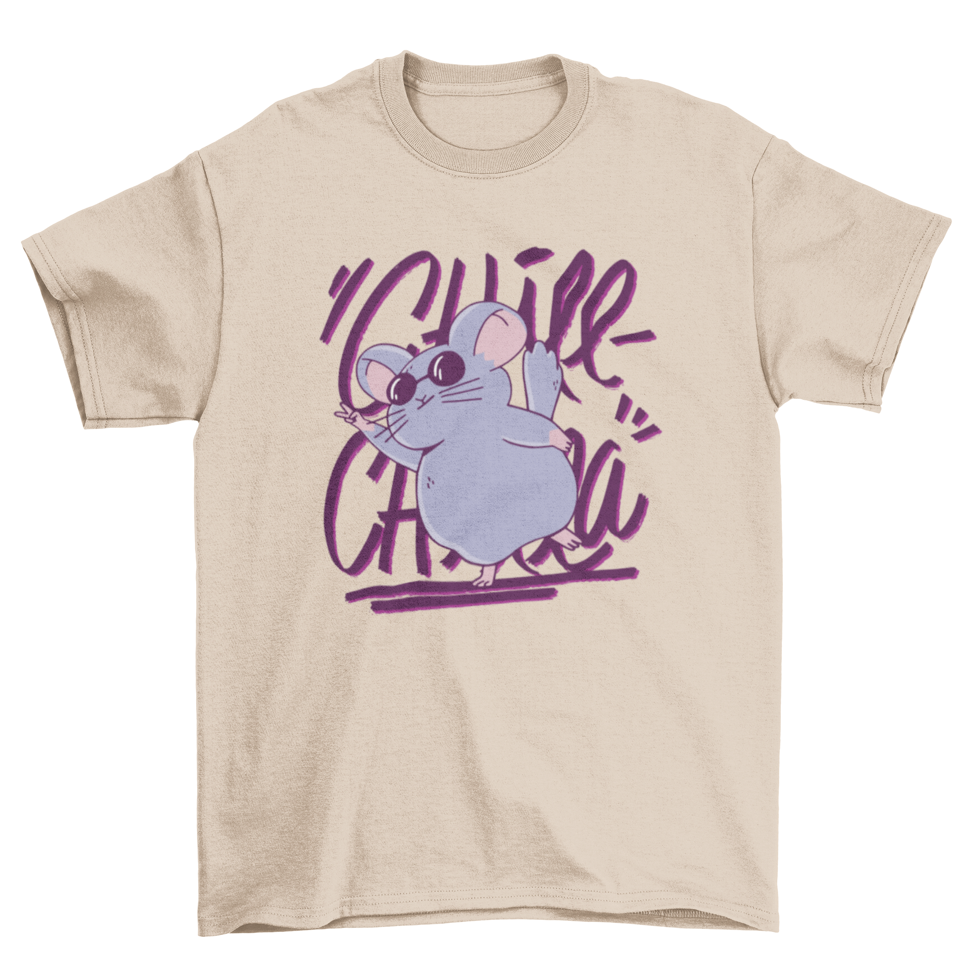 Chill-chilla t-shirt featuring a chinchilla in sunglasses with the quote 'Chill-chilla'.