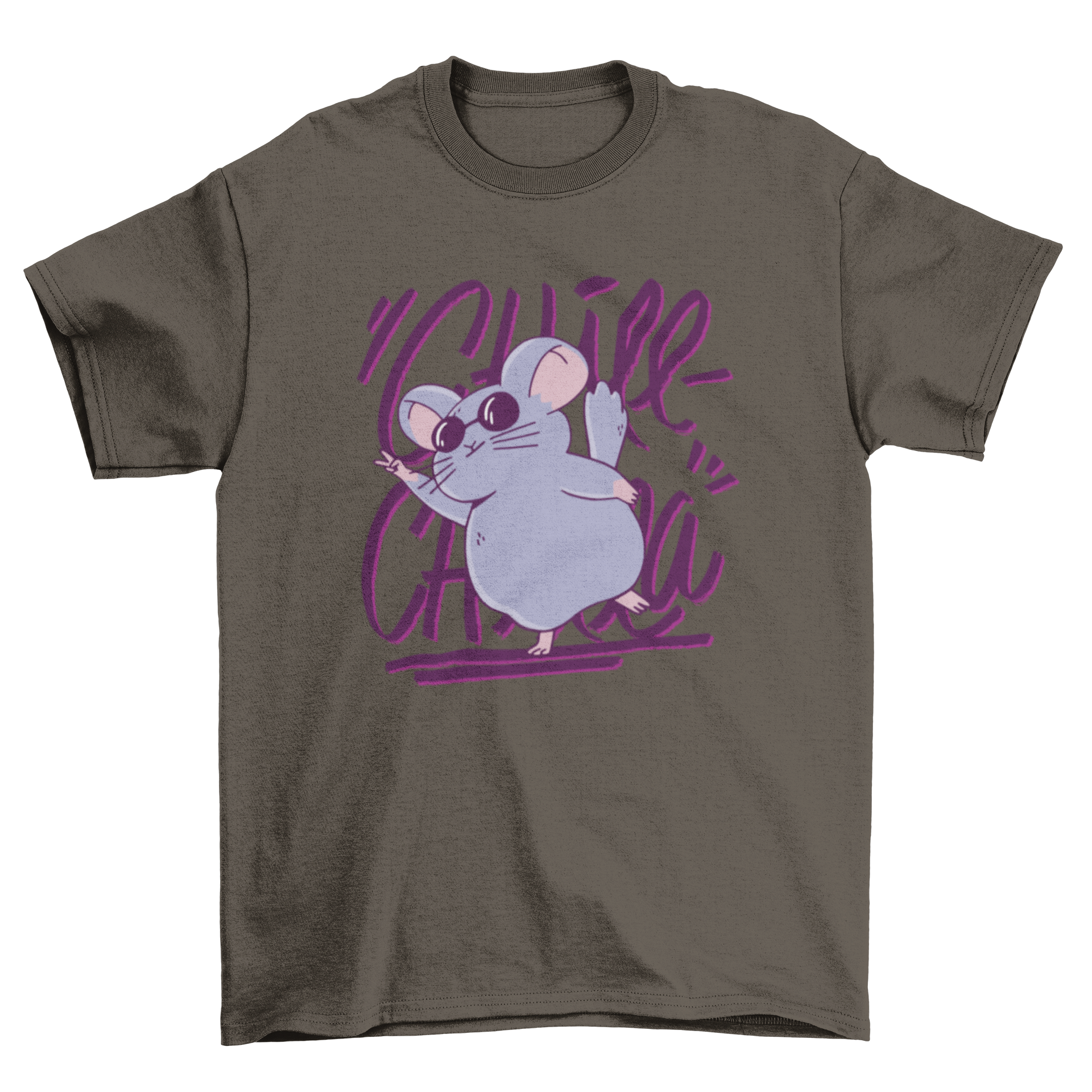 Chill-chilla t-shirt featuring a chinchilla in sunglasses with the quote 'Chill-chilla'.