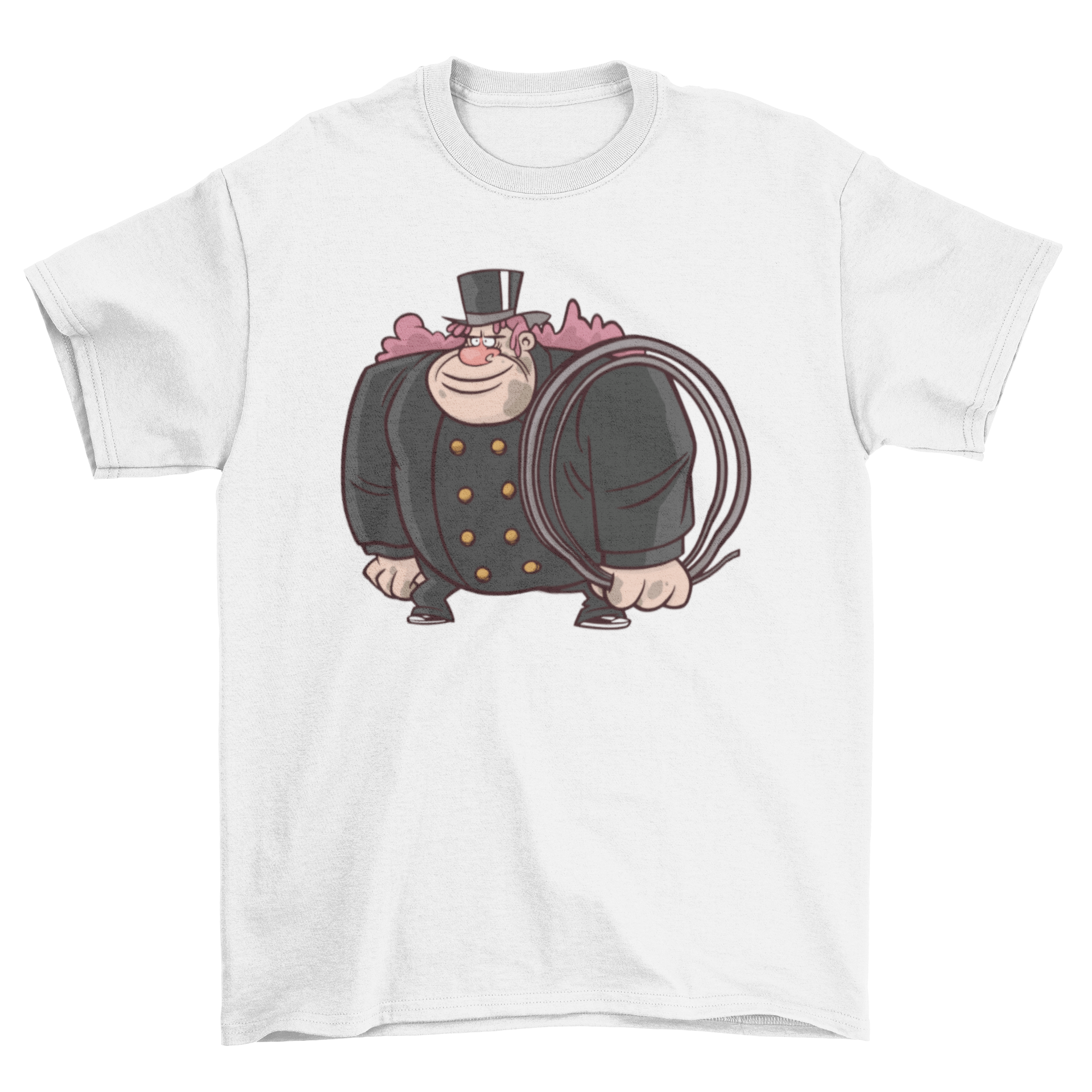 Cartoon-style Chimney Sweeper T-Shirt featuring a whimsical design of a chimney sweeper man.