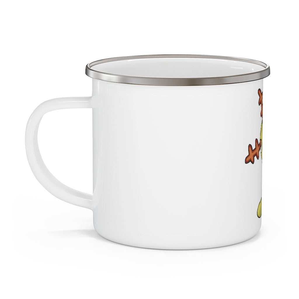 Chinchow Enamel Camping Mug with a stylish design, perfect for outdoor use, featuring a C-handle and customizable printing.