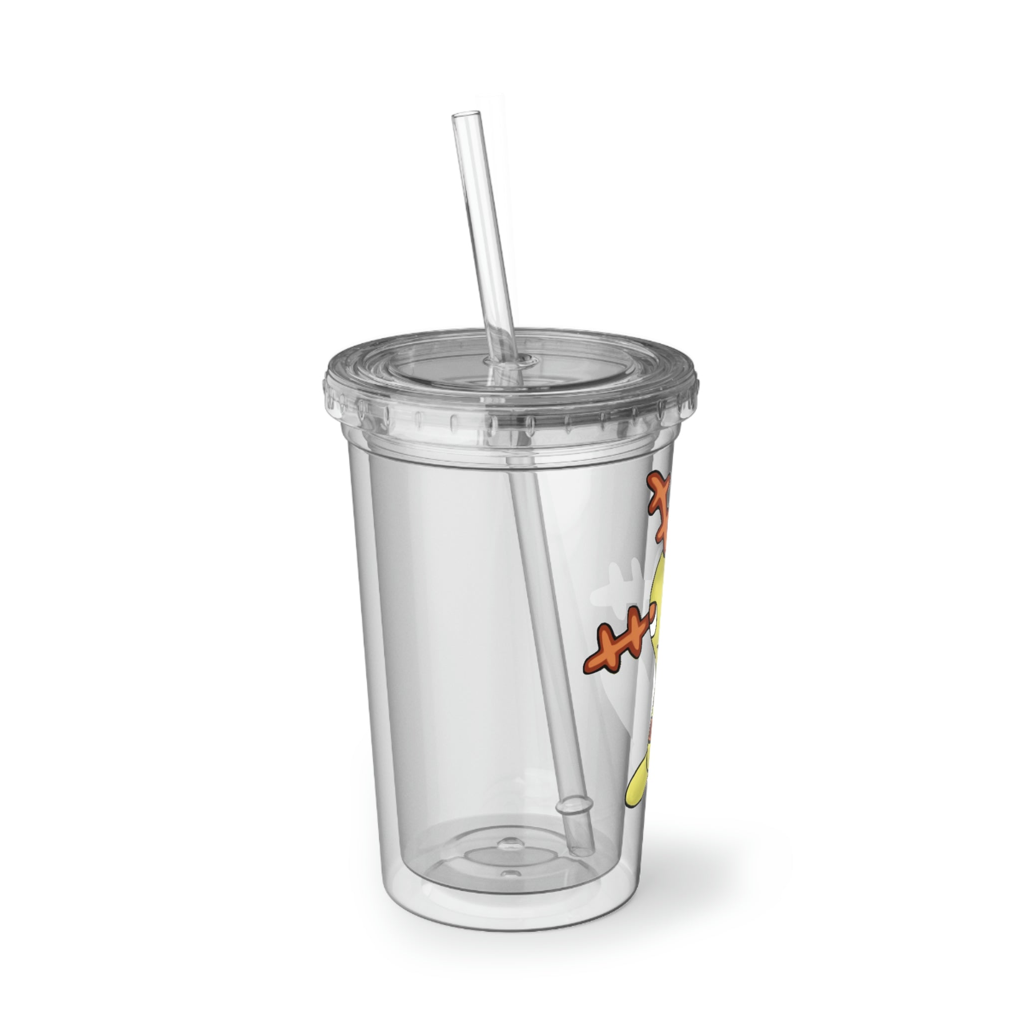 Chinchow Suave Acrylic Cup with vibrant custom design, double-wall insulation, and BPA-free lid and straw.